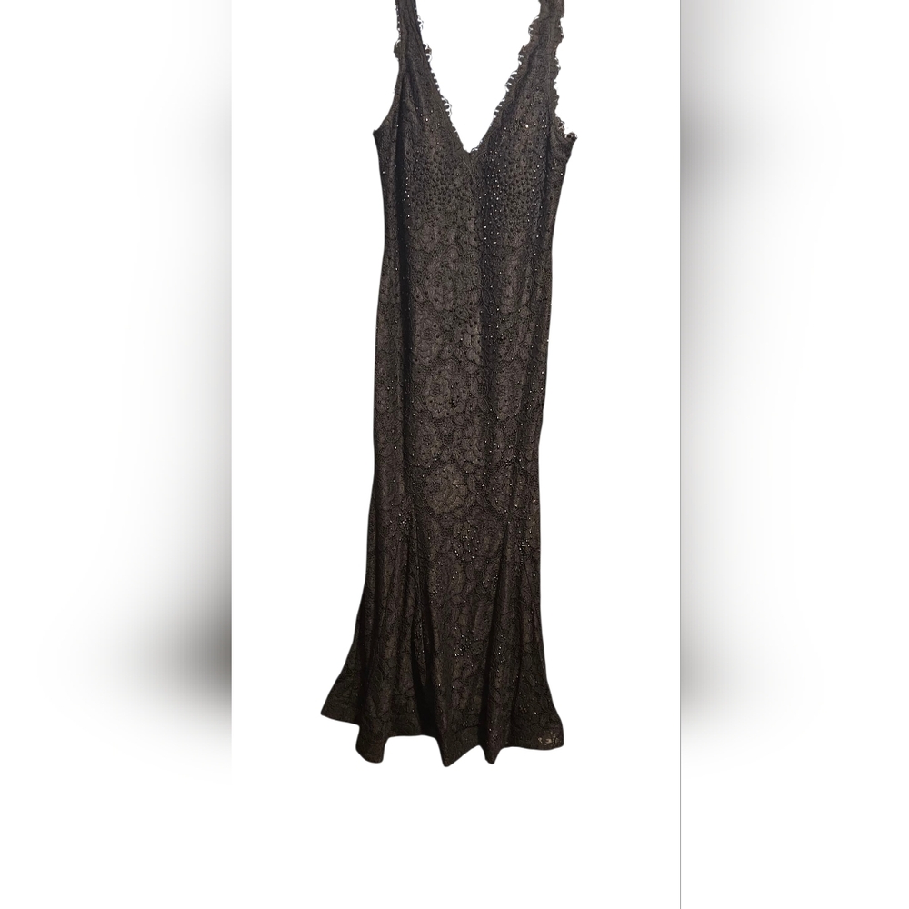 Betsy & Adam Black Lace Slip Dress